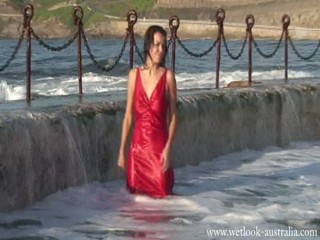 Jacinta red satin dress