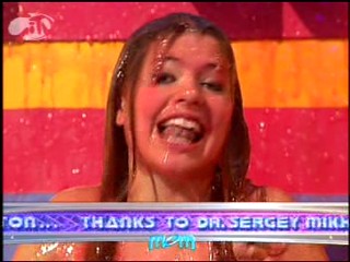 Holly Gunged on the Thank You Desk