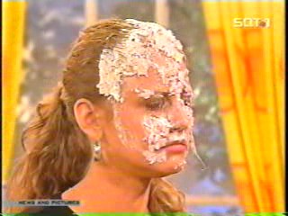 women caked on TV show