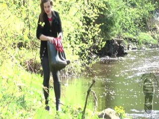 Wild WAM walk with humiliation of old heeled boots 