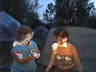 Two girl shaving cream piefight part I
