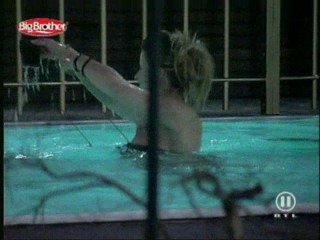 German Big Brother 5 - Franziska fully clothed in the pool