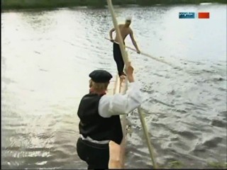 TV documentary about raftsmen (log rolling)
