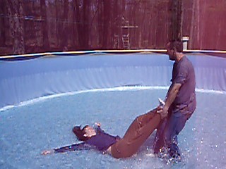 Pulling Jennifer around in the pool
