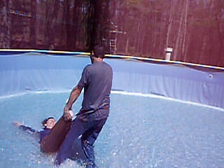 Pulling Jennifer around in the pool