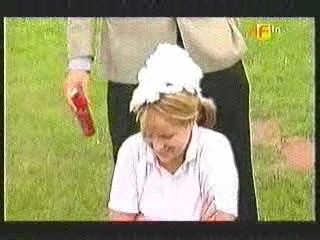 A Girl gets Covered in Shaving Cream
