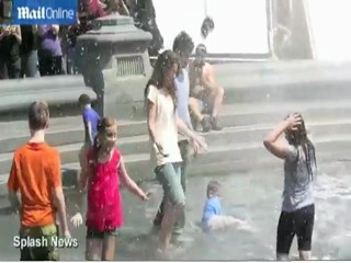 Celebrity fountain splashing