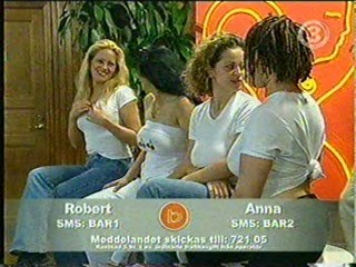 Three girls get wet on a TV show