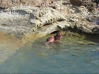 Wetmar swimming in black underwear in Cyprus